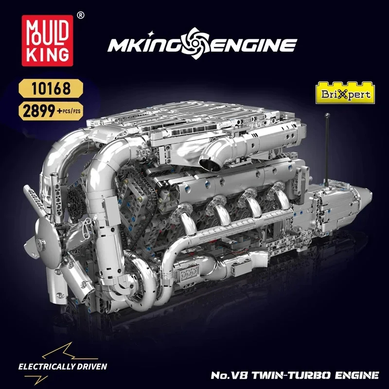 Mould King 10168 V8 Twin Turbo - Model Kit Engine V8 review and price