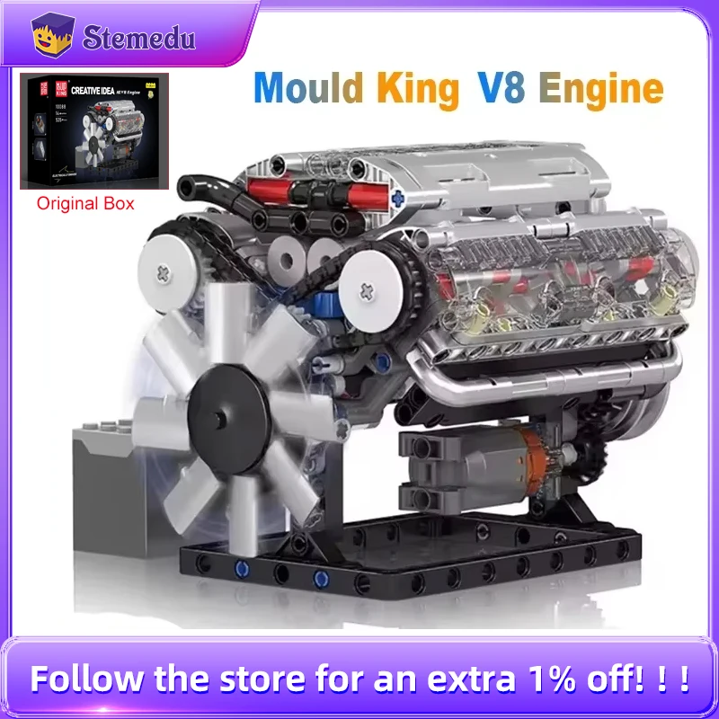 Mould King V8 Engine Building  - Model Kit Engine V8 review and price