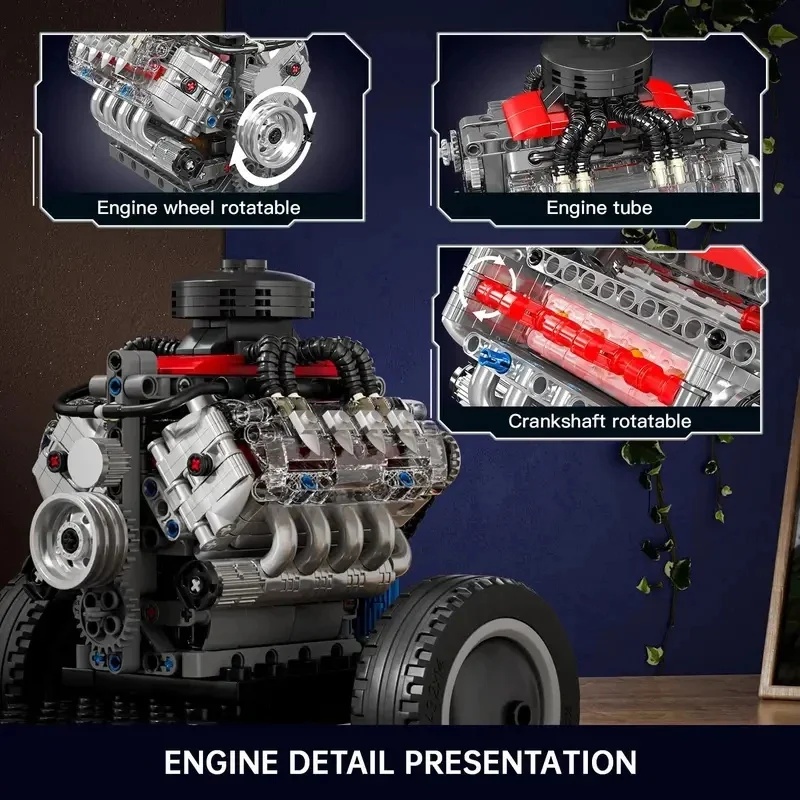 Mould King 10171 Supercar V8 E - Model Kit Engine V8 review and price
