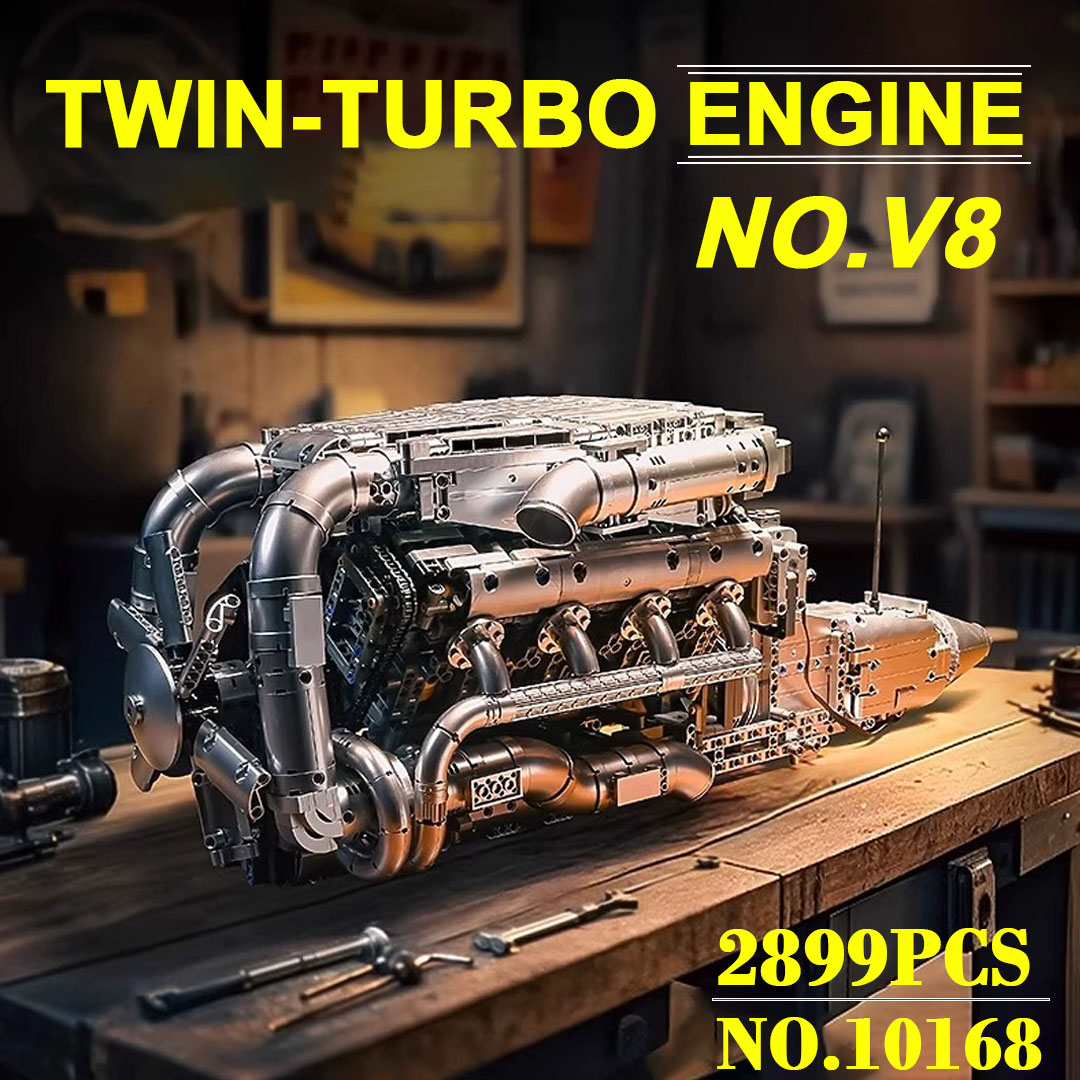 Mould King 10168 V8 Twin Turbo - Model Kit Engine V8 review and price